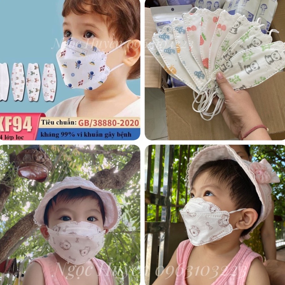 (Túi 10c) Khẩu Trang KF94 (4D) Trẻ Em Chuẩn Loại Đẹp Nhiều Màu Hình Ngộ Nghĩnh