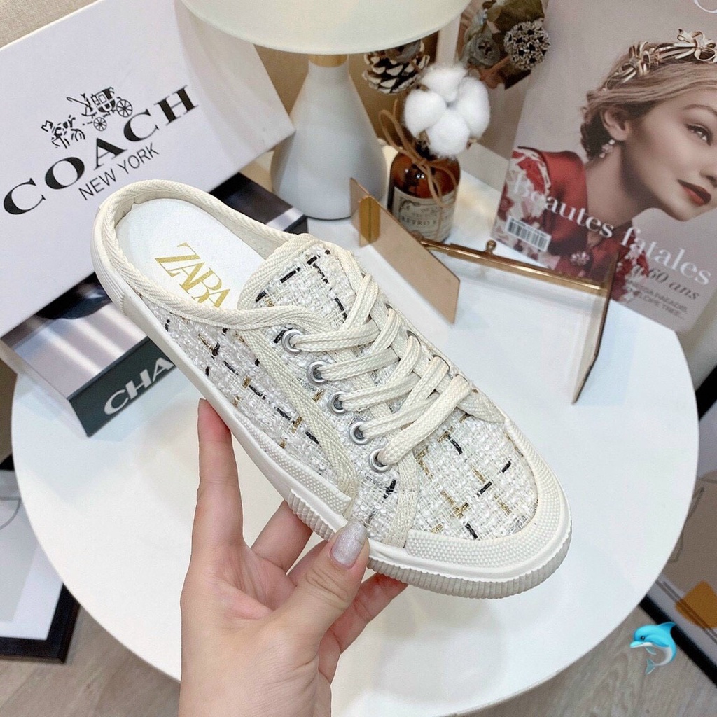 Giày Sục ZaRa , Sục Đạp Gót, Sục 𝐌lb Đạp Gót Kiểu Dáng Trẻ Đẹp Siêu Hót Màu Kem Minhtushoes | BigBuy360 - bigbuy360.vn