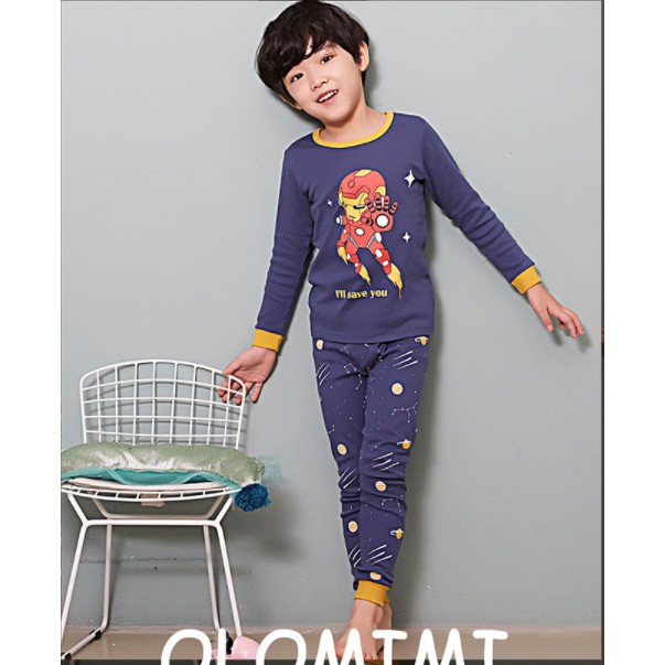 Bộ pijama dài tay bé trai Robot Hero 100% cotton - Olomimi Hàn Quốc