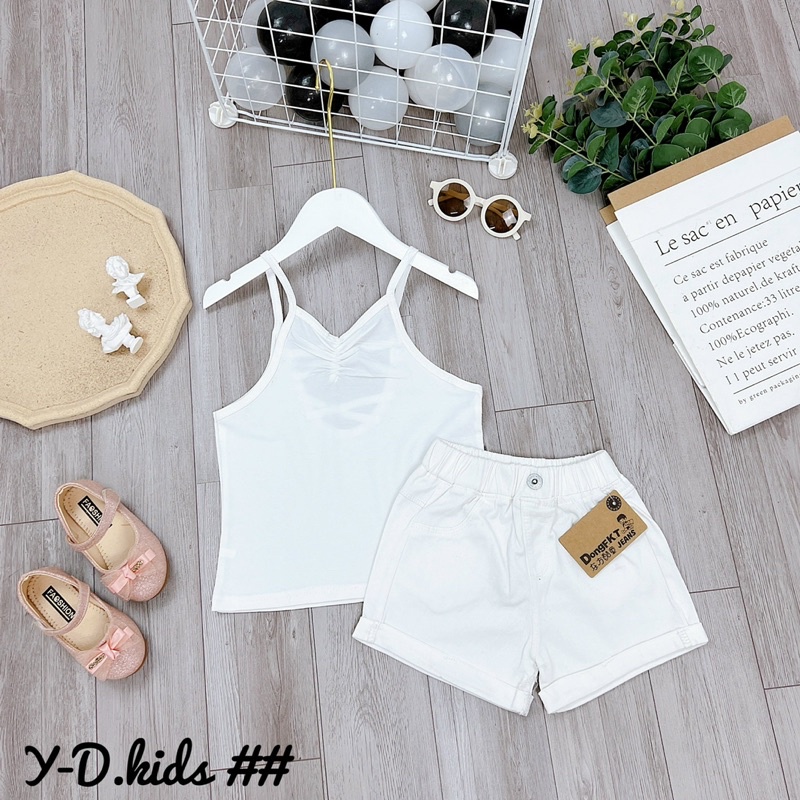 bộ 2 dây quần trắng phong cách cho bé gái - b2dqt