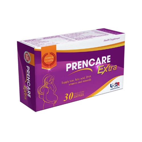 Vitamin tổng hợp cho bà bầu Prencare Extra 30 viên-Bổ sung sắt, acid folic hàm lượng cao 900, DHA và các khoáng chất