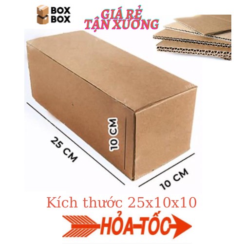 thùng giấy hộp carton đóng hàng 25x10x10 giá rẻ tận xưởng giao hỏa tốc nhận hàng ngay