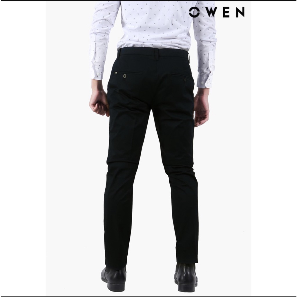 OWEN - Quần kaki nam Owen chất thô giấy mềm mại co dãn màu đen 21993