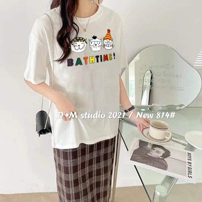 Áo thun nữ tay lỡ form rộng, áo phông dáng rộng unisex, chất cotton 2 chiều