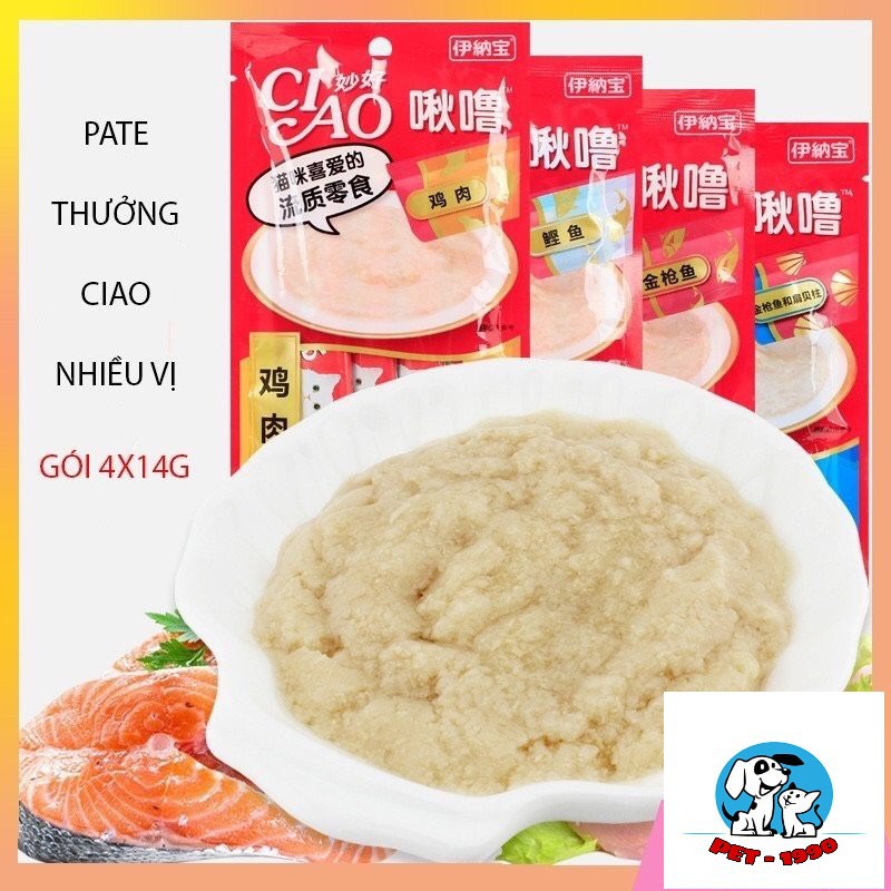 Pate/Súp Ciao Dạng Gói Dùng Để Thưởng Cho Chó Mèo ( Túi 4 Gói x 14g )