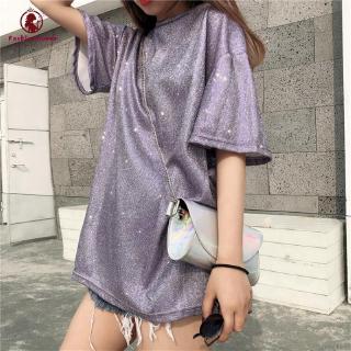 Áo tay ngắn chất phi bóng cho nữ