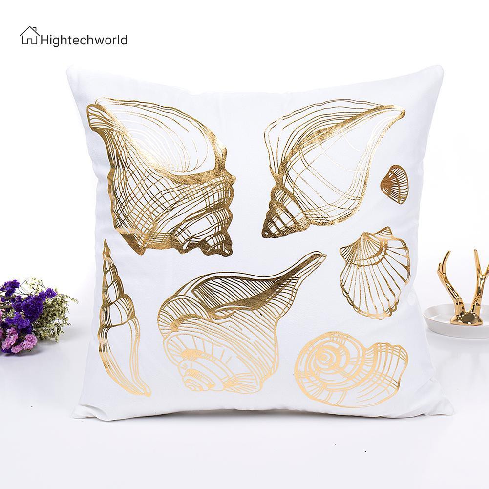 Hightechworld Gold Foil Ocean Printing Throw Pillow Case Sofa Car Waist Cushion Cover