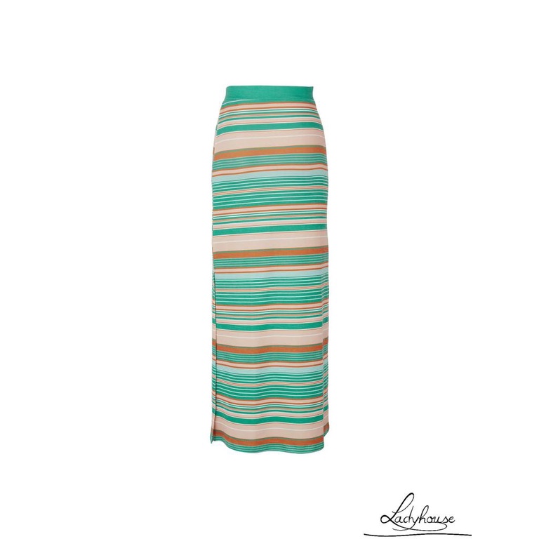 Bộ Trang Phục 2 Mảnh Gồm Áo Croptop Hai Dây Và Chân Váy Maxi Họa Tiết Kẻ Sọc Gợi Cảm Cho Nữ