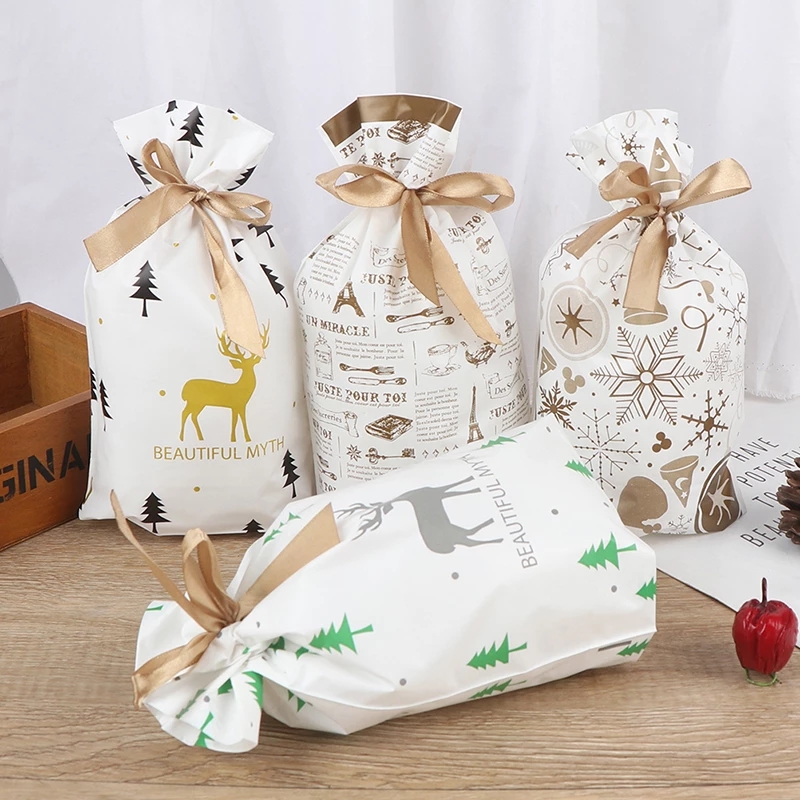 Set 10 túi dây rút chuyên dụng để đựng bánh kẹo giáng sinh