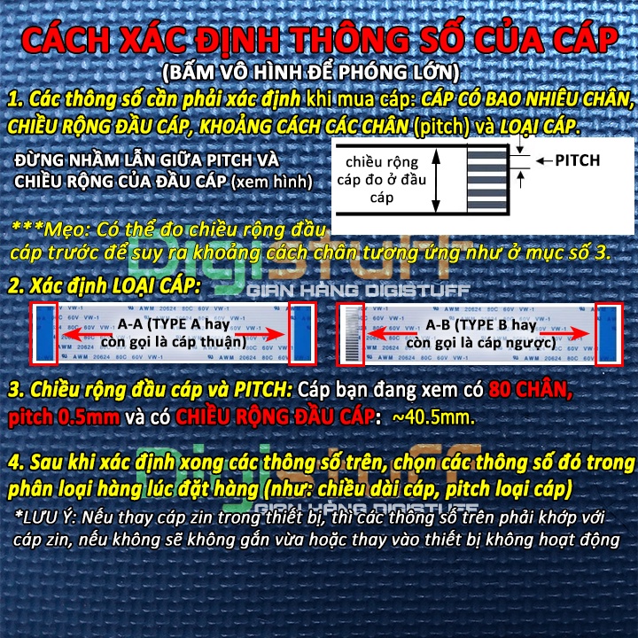 Cáp FFC  80 pin AWM 20624 và AWM 20861 thay cáp màn hình TV và các thiết bị khác