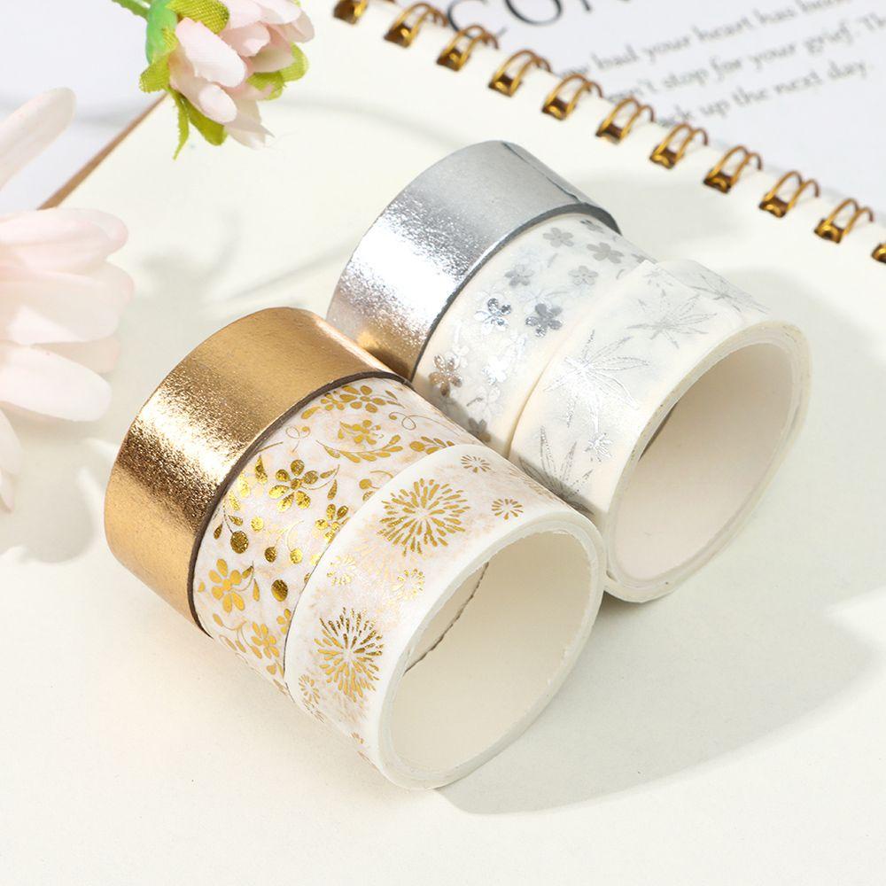 PISTA Set 6 Cuộn Băng Keo Washi Lá Vàng Dán Trang Trí Sổ Tay