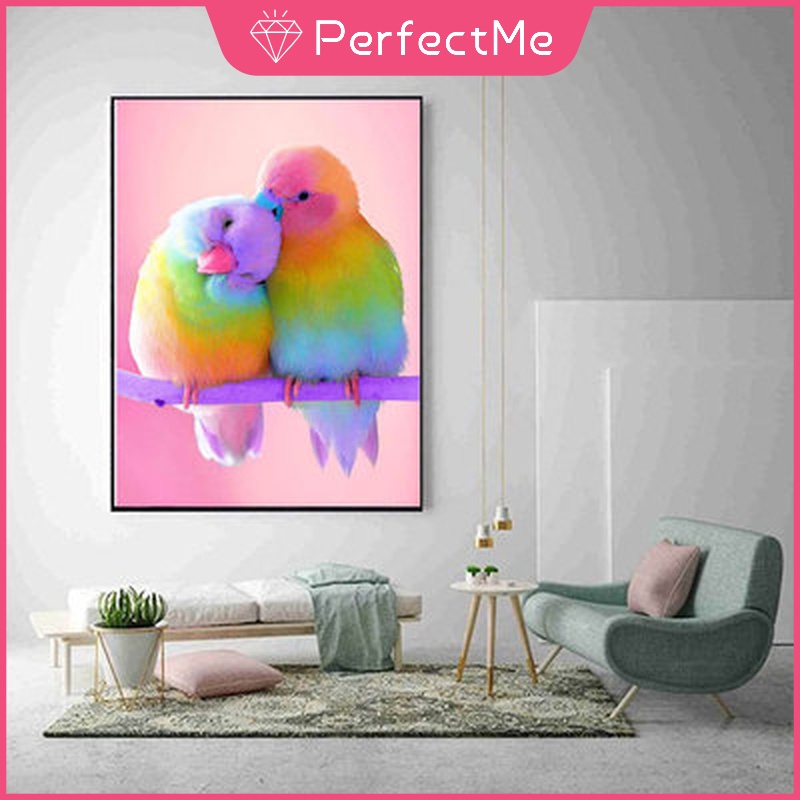 Set tranh đính đá 5D DIY hình hai chú chim 30*40