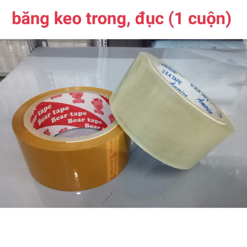 1 cuộn băng keo trong-băng keo đục siêu dính 100yard, loại tốt ,