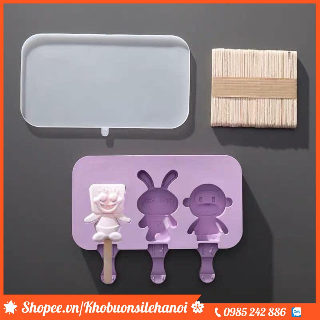 Khuôn Kem Khuôn Thạch Silicon Đa Năng_KÈM 100 QUE