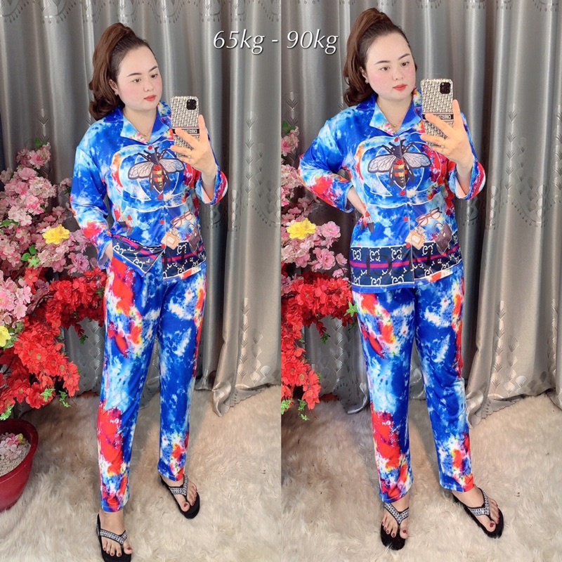 Set Bộ Pyjama tay dài hoạ tiết sang chảnh
