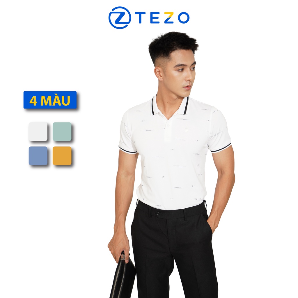 Áo polo nam in hoạ tiết tràn tezo lịch lãm trẻ trung 22APCH020