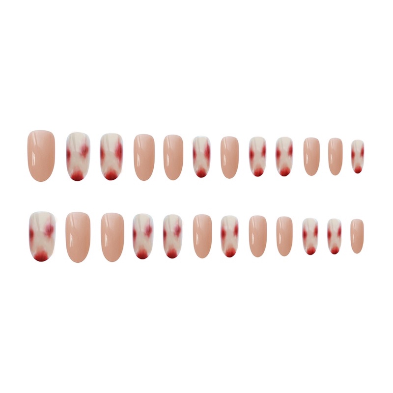 Bộ 24 móng giả D112 dáng dài hoạ tiết 3D, tặng kèm keo và dũa