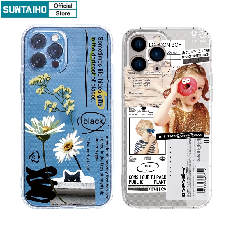 Ốp lưng iphone Ốp điện thoại SUNTAIHO TPU viền vuông chống rơi họa tiết tùy chọn cho IPhone 13 12 11 Pro Max X XS Max XR 8 7 6 6S Plus
