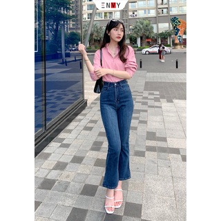 Quần jean nữ ống loe lưng cao ENVY J66 xẻ ống
