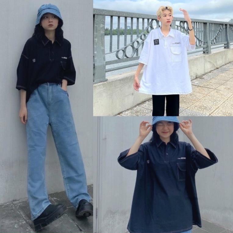 Áo BẦU Polo Unisex Chỉ Nổi Hot Hit From Rộng có size đến 80kg Chất Cotton mềm mát mịn