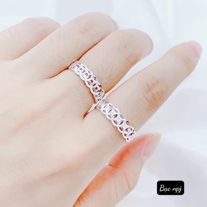 Nhẫn Kim Tiền trơn BNP bạc ta , đơn giản dễ đeo
