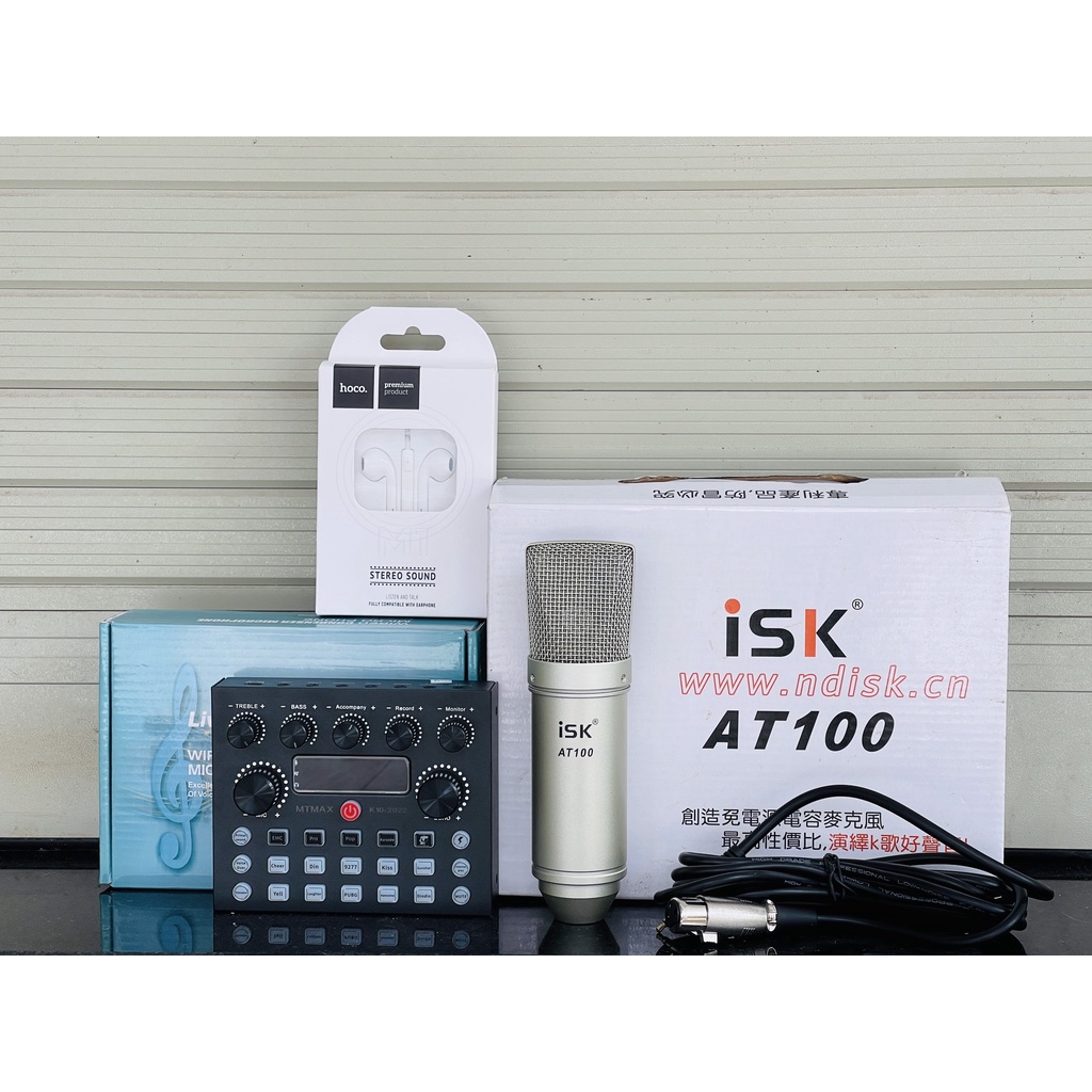 Combo thu âm karaoke livestream tiện lợi giá rẻ lắp đặt dễ dàng nhanh chóng sound card k10 2022 và micro AT100 loại 1