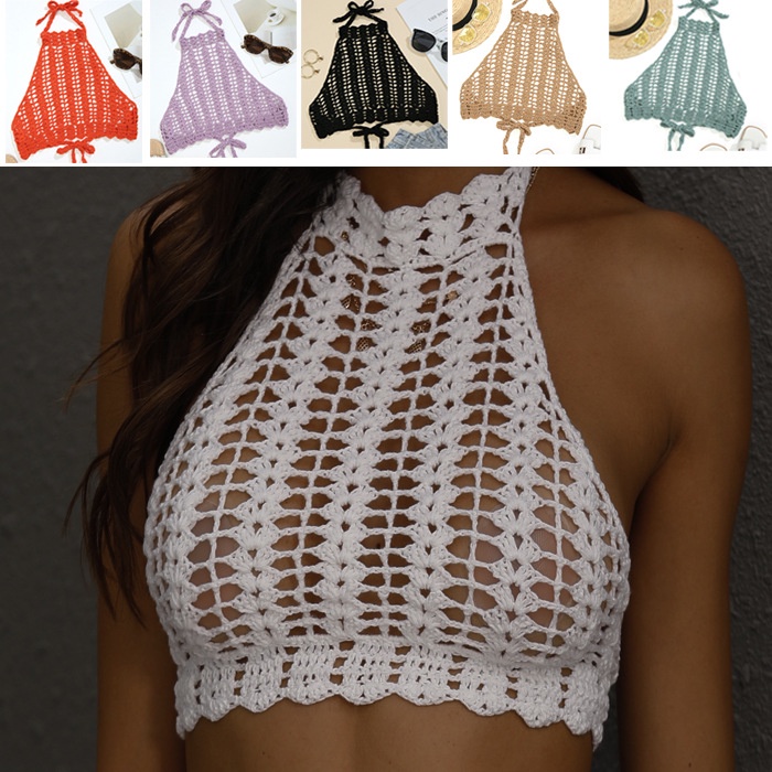 Áo tank top WEANIA dệt kim chất cotton thiết kế xuyên thấu quyến rũ