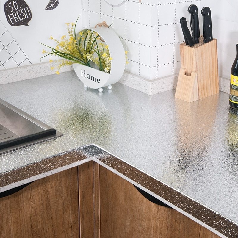 1 Cuộn Giấy Nhôm Dán Tường Nhà Bếp Chống Nước Chống Dầu DIY