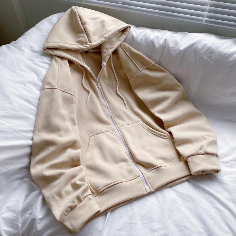 Áo khoác nỉ unisex Homies khoá zip liền mũ in nổi ESSEN