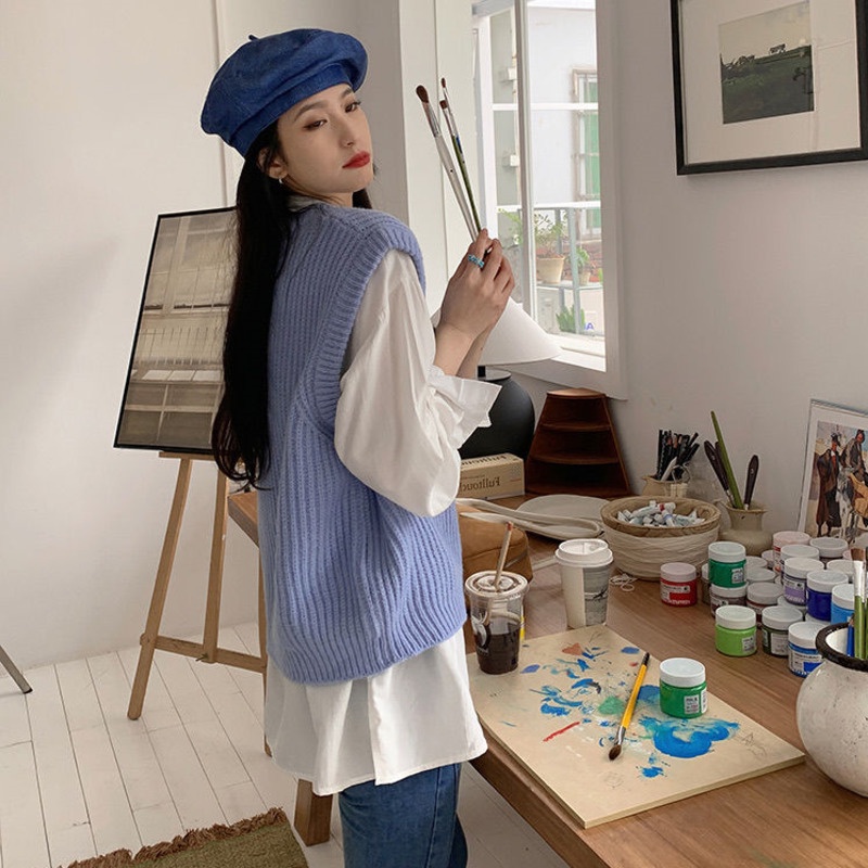 Áo Dệt Kim Sát Nách Dáng Rộng Giả Nhiều Lớp In Hoa Thời Trang Mùa Thu Cho Nữ