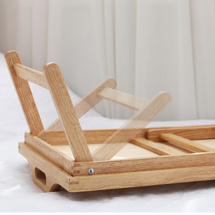 Bàn tray gấp có quai nắm gỗ tự nhiên-Bed tray