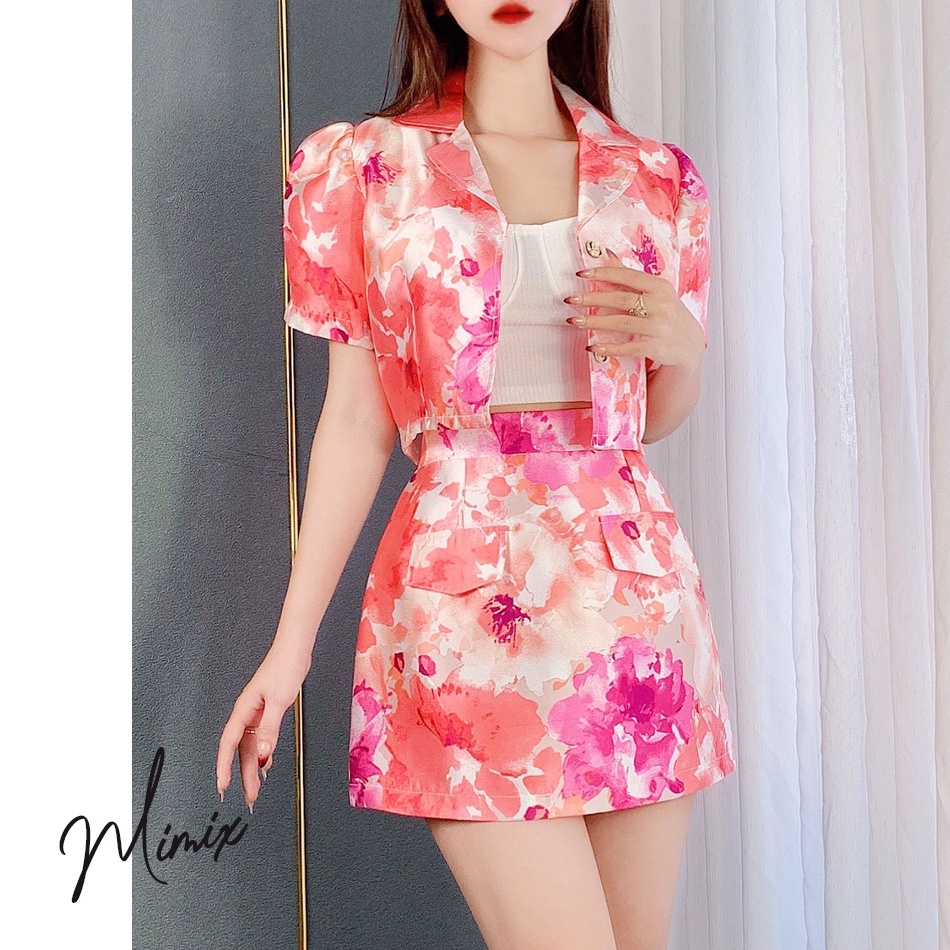 Set bộ rời áo gấm hoa kèm chân váy MIMIX BV9185