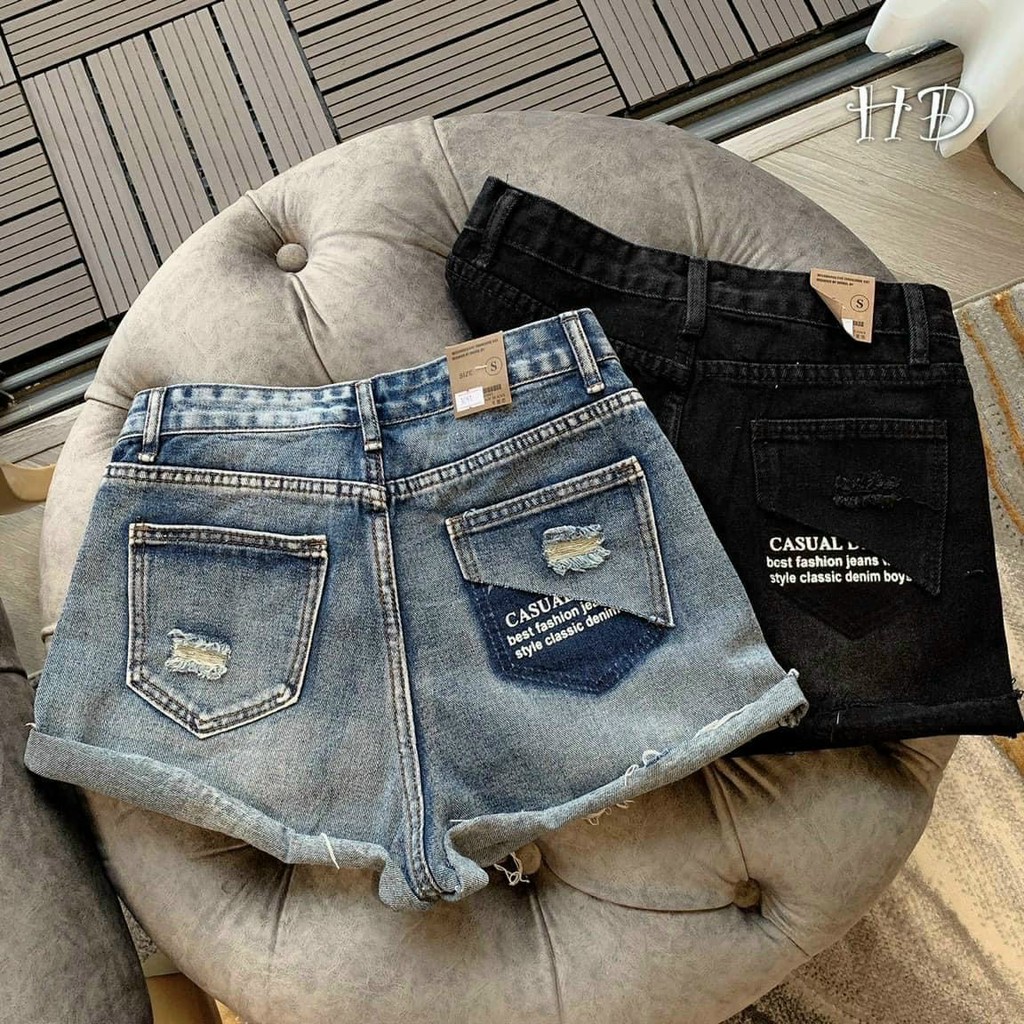 Quần sọt jean nữ HANOIJEAN - Quần short nữ túi họa tiết quần đùi nữ hàng VNXK | BigBuy360 - bigbuy360.vn
