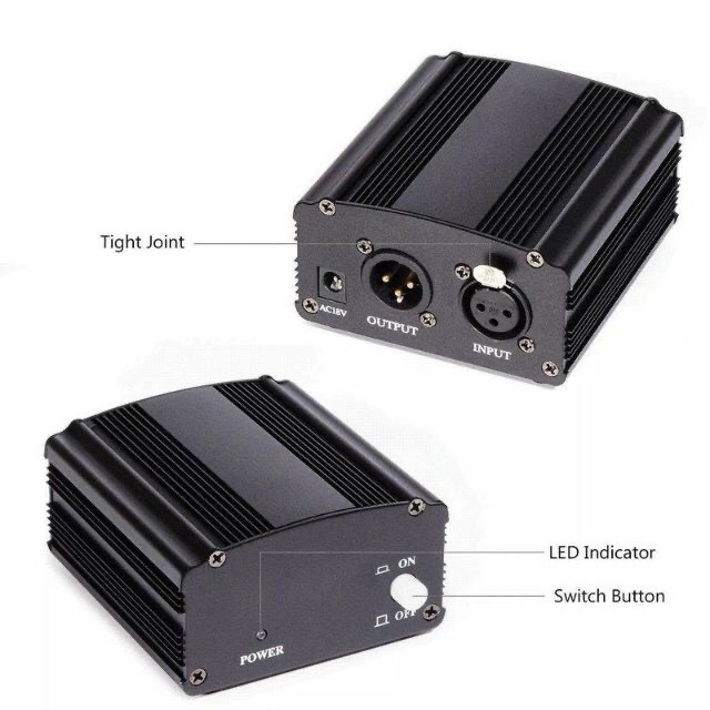 Nguồn Phantom 48v cho micro thu âm và dây XLR va dây đầu 3.5