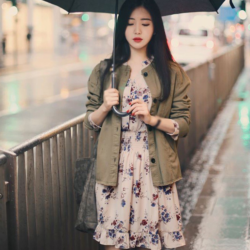 Đầm Chiffon Tay Dài Thiết Kế Cắt Xẻ Độc Đáo Phong Cách Hàn Quốc