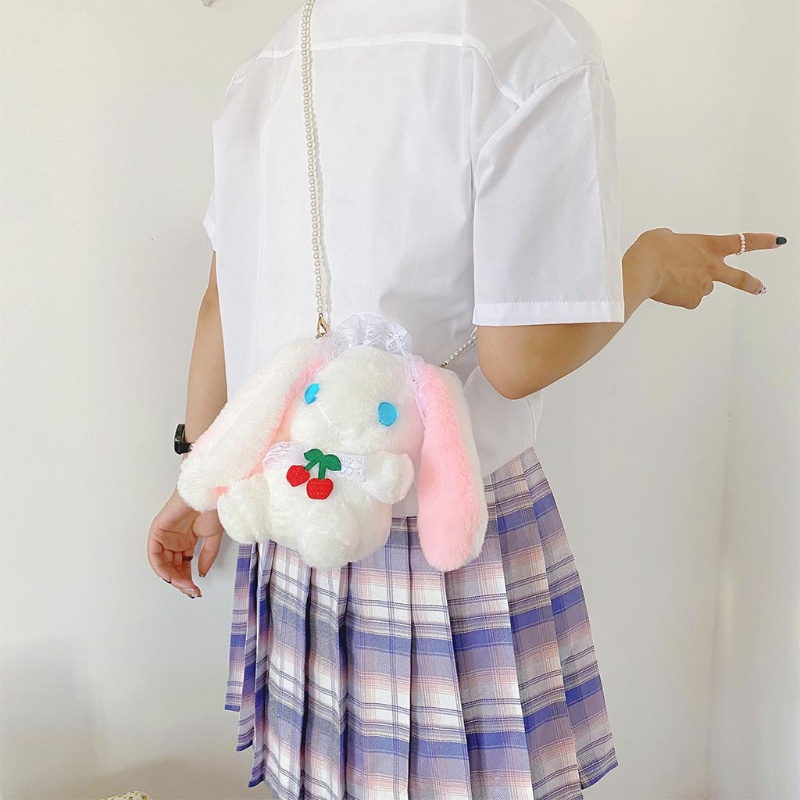 Túi Đeo Chéo Hình Thỏ Nhồi Bông Dễ Thương Phong Cách Lolita Nhật Bản