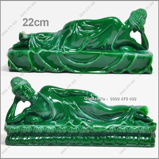 Tượng Phật Tổ Nằm Nhập Niết Bàn Size Trung 22cm - Xanh Ngọc - 6890.3
