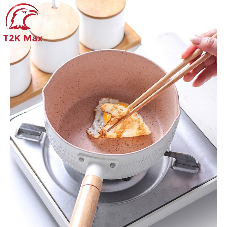 Chảo chống dính sâu lòng vân đá phủ Ceramic 18CM Mini dùng được cho mọi loại bếp đa năng - T2K Max