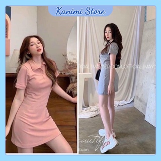 Đầm Polo Trơn Nữ Chất Đẹp Nhất Ngành - Váy Polo Cổ Bẻ Ôm Body Tay Ngắn Chất 100% Cotton Kanimi