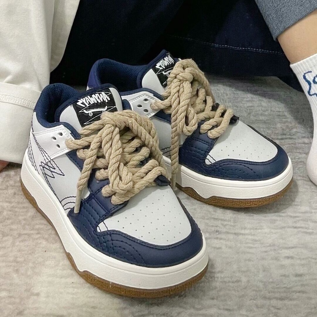 Giày thể thao sneaker buộc dây ulzzang phối dây thừng phong cách Hàn Quốc