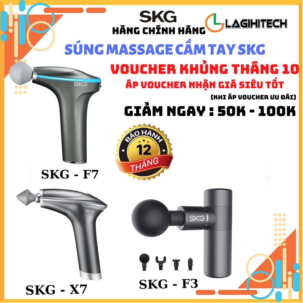 Súng Massage cầm tay SKG F7/ SKG X7 / SKG F3 giúp giãn cơ giảm đau - Hàng Chính Hãng