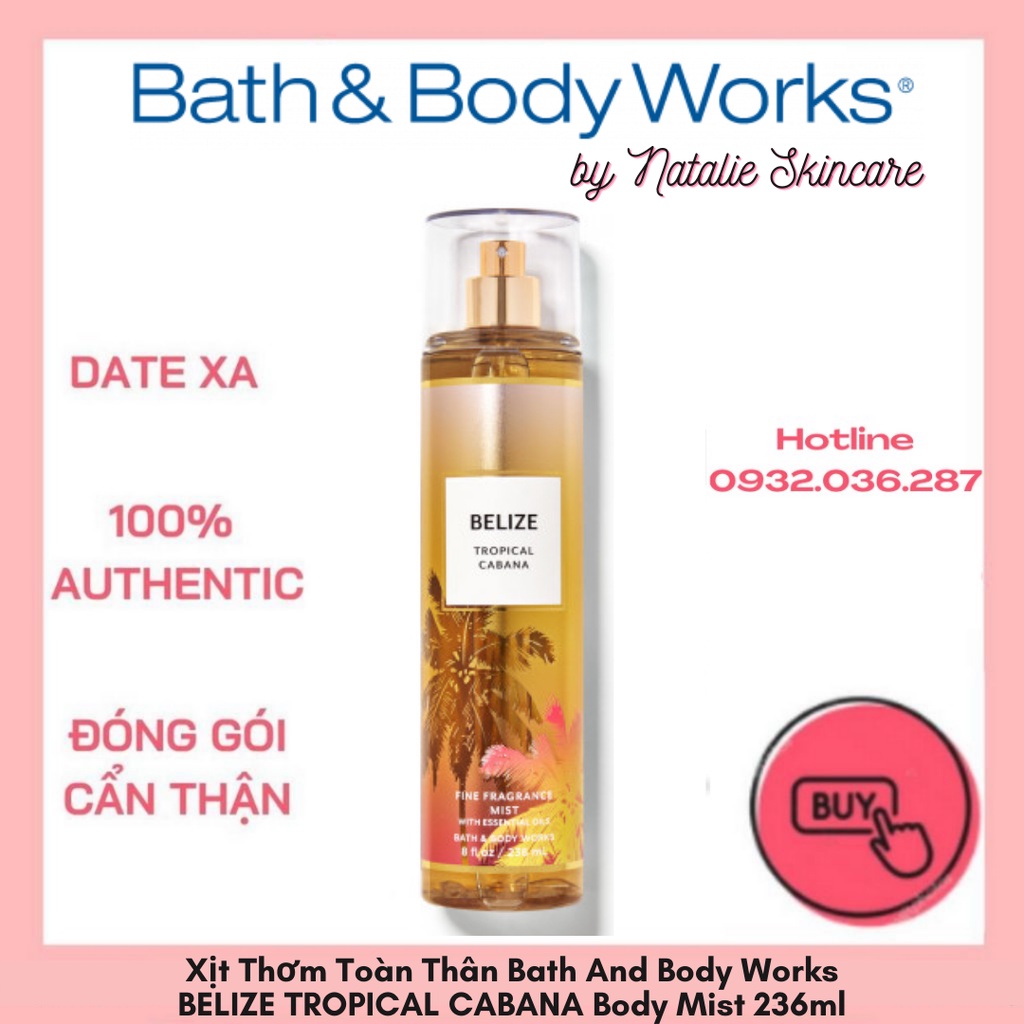 Xịt Thơm Toàn Thân Bath And Body Works BELIZE TROPICAL CABANA Body Mist 236ml