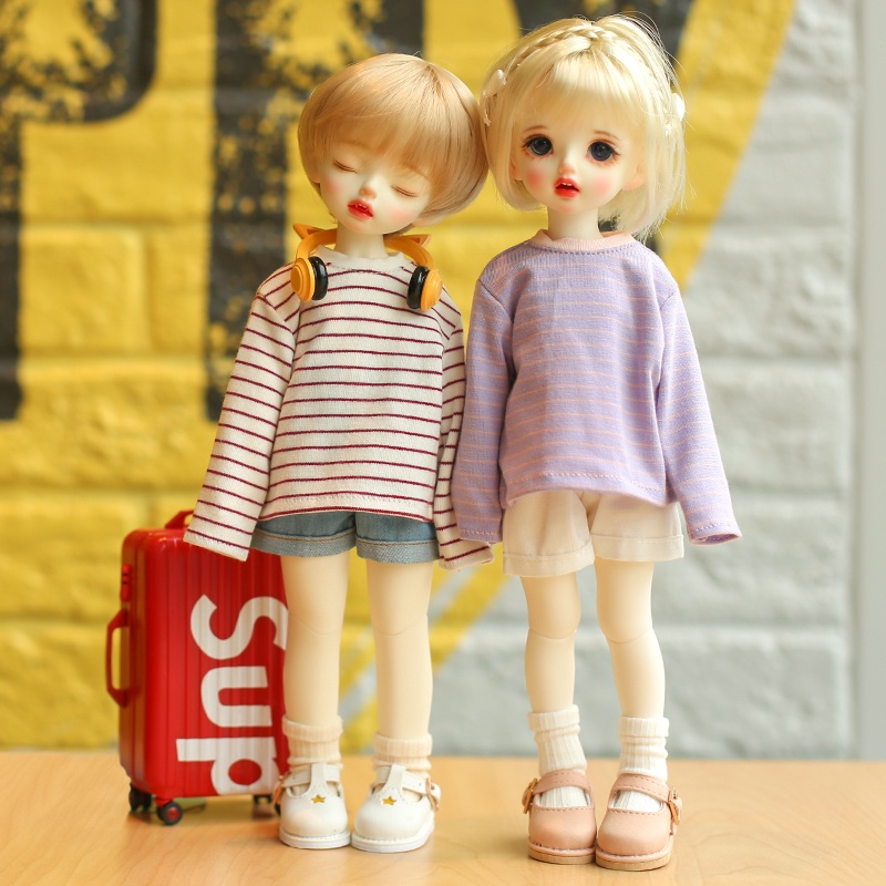 Áo Thun Tay Dài Sọc Ngang Cho Búp Bê Tỉ Lệ 1 / 6 1 / 6 DC6022 BJD 1 / 6