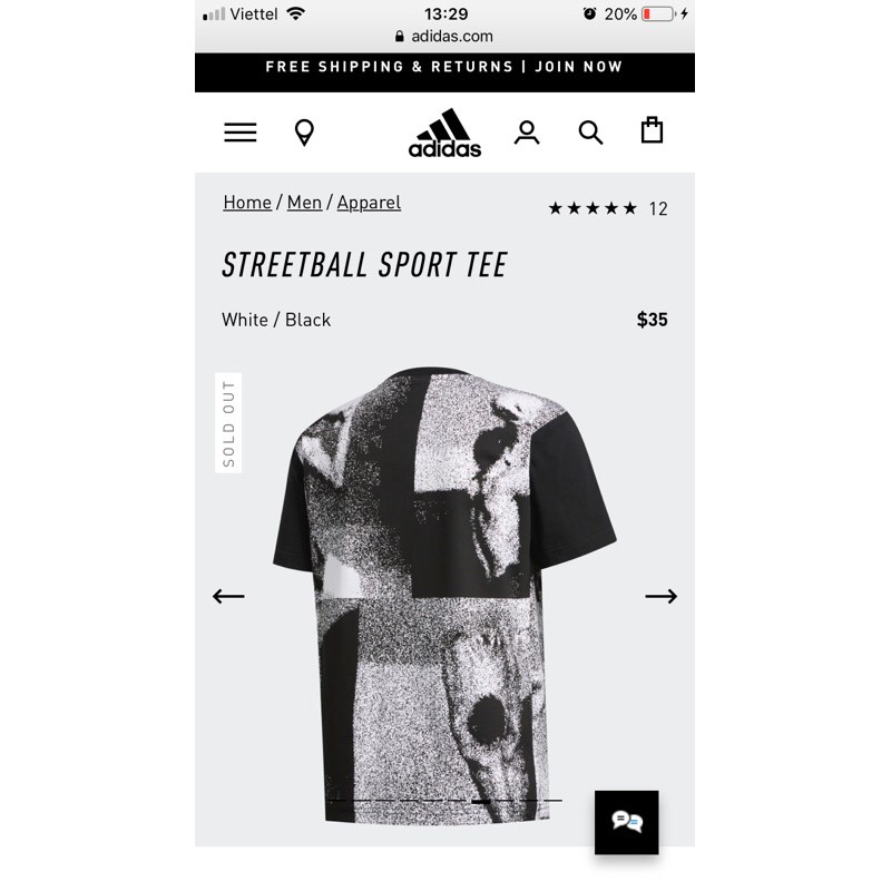 [CHÍNH HÃNG] Thanh lý Áo phông Adidas Streetball Sport Tee