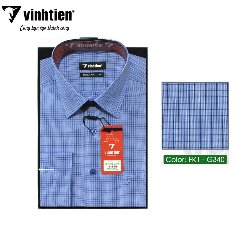 Áo Sơ Mi Dài Tay Dáng Regular- Vạt Ngang Vĩnh Tiến G340