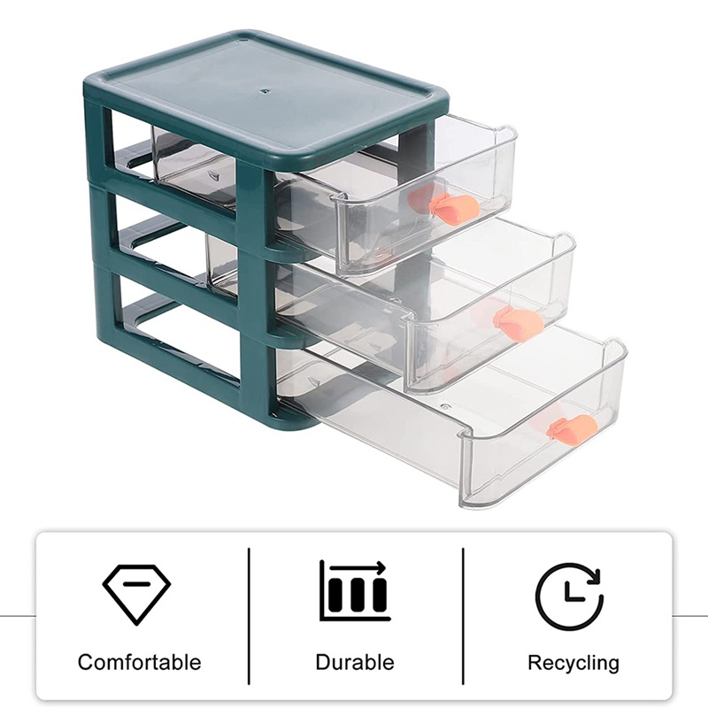 Tủ nhựa 3 ngăn kéo đựng đồ dùng để bàn tiện dụng