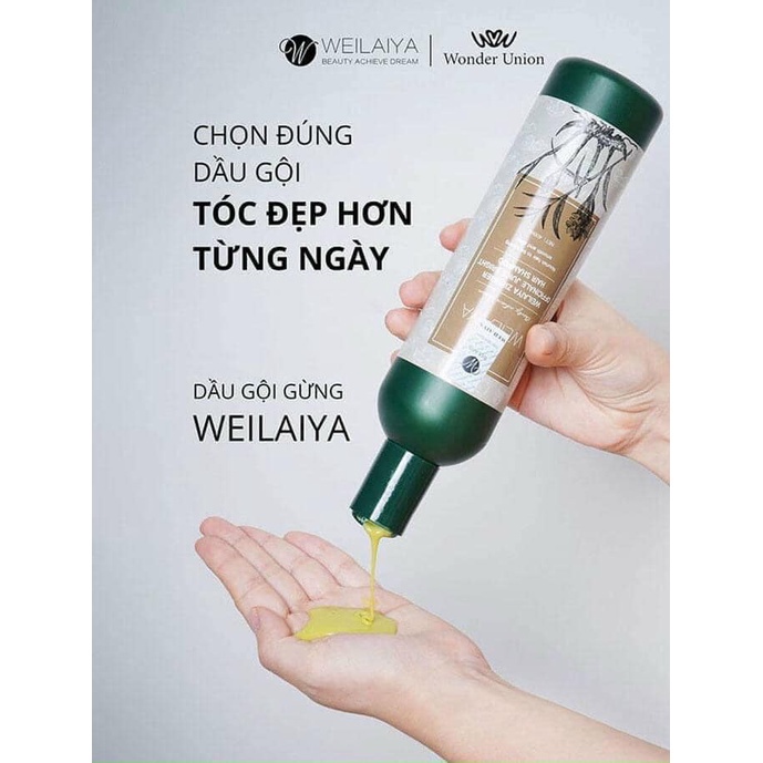 Dầu gội gừng hà thủ ô Weilaiya giảm rụng, kích mọc tóc hiệu quả cho tóc khô xơ, phục hồi tóc hư tổn