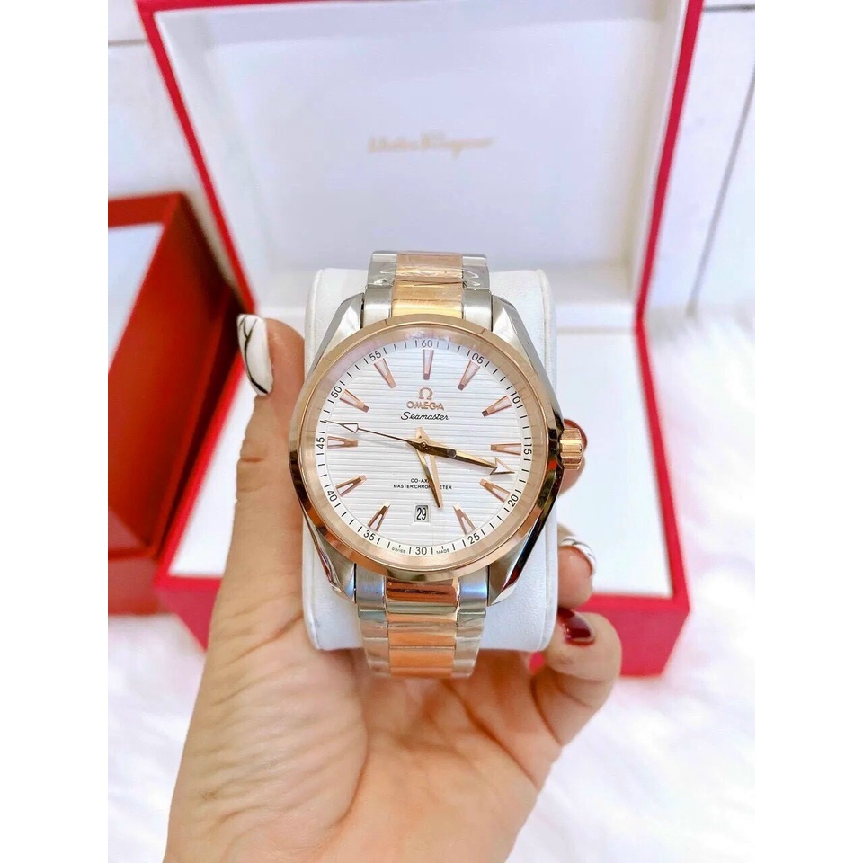 Đồng hồ Nam Omga máy cơ automatic 3kim 1lich  dây kim loại 41mm nhiều màu