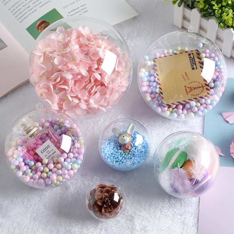 Set 20 quả bóng nhựa trong suốt làm đồ thủ công treo cây thông/trước cửa nhà trang trí lễ giáng sinh DIY