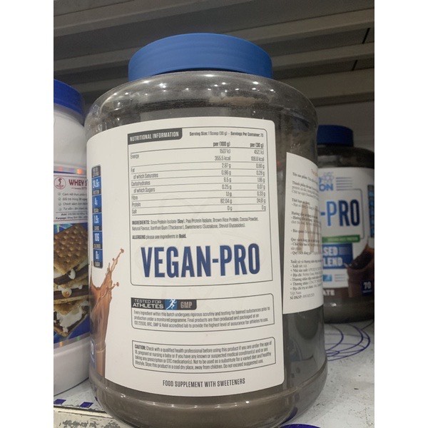 Sữa tăng cơ VEGAN PRO của APPLIED NUTRITION hương Chocolate hộp 70 lần dùng 100% protein từ thực vật